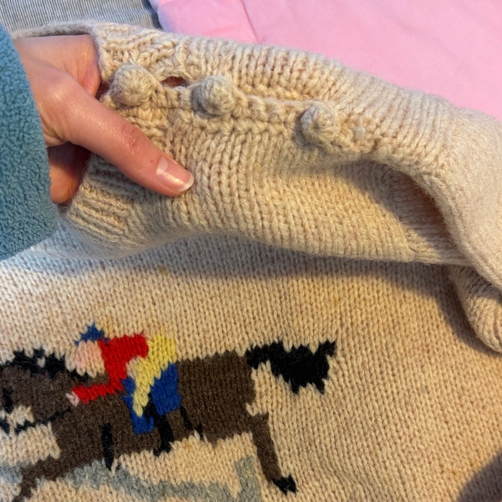 Vintage eagle’s eye hand knit wool jockey sweater - Picture 5 of 7